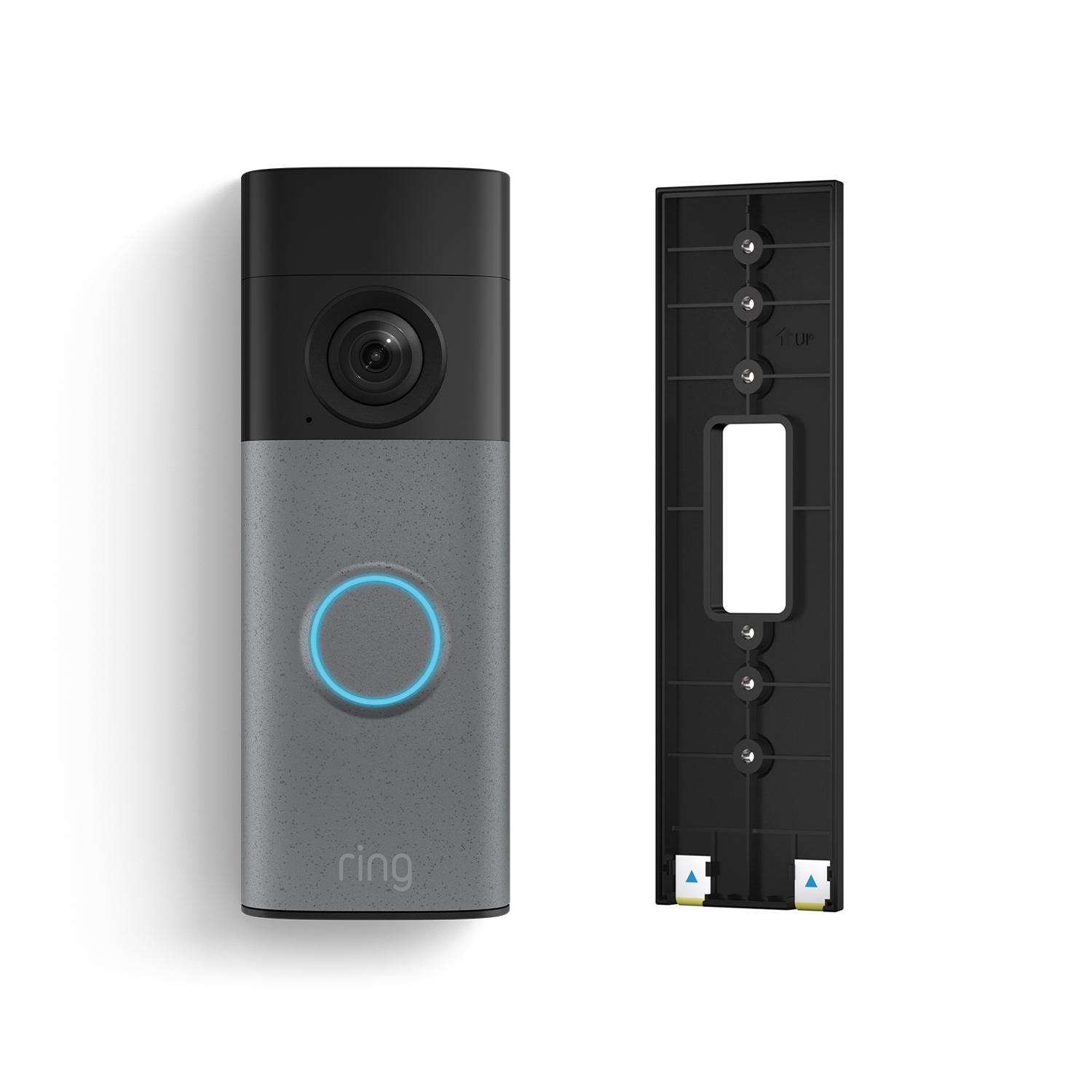  Battery Video Doorbell (2nd Gen) + No Drill Mount (Featuring Retinal 2K) - Battery / Speckled Grey / 1-Pack
