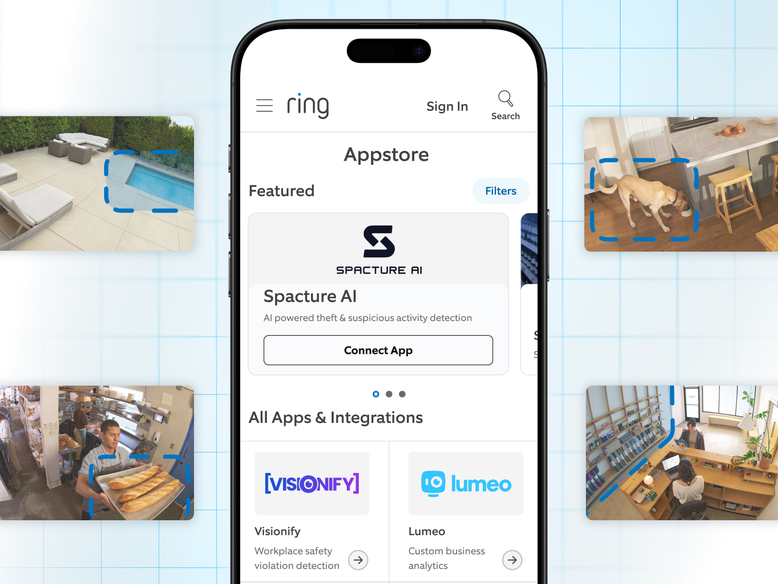 A hand holds a phone showing a missing Goldendoodle with the text 