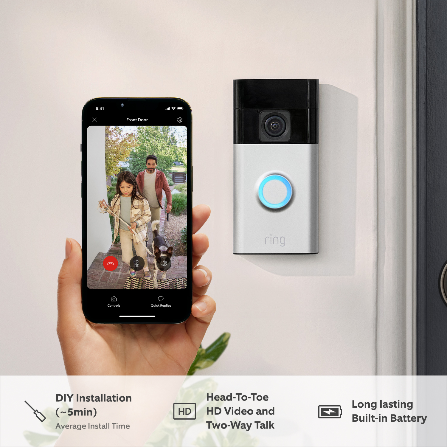 Battery Video Doorbell + Chime Pro - Battery Video Doorbell