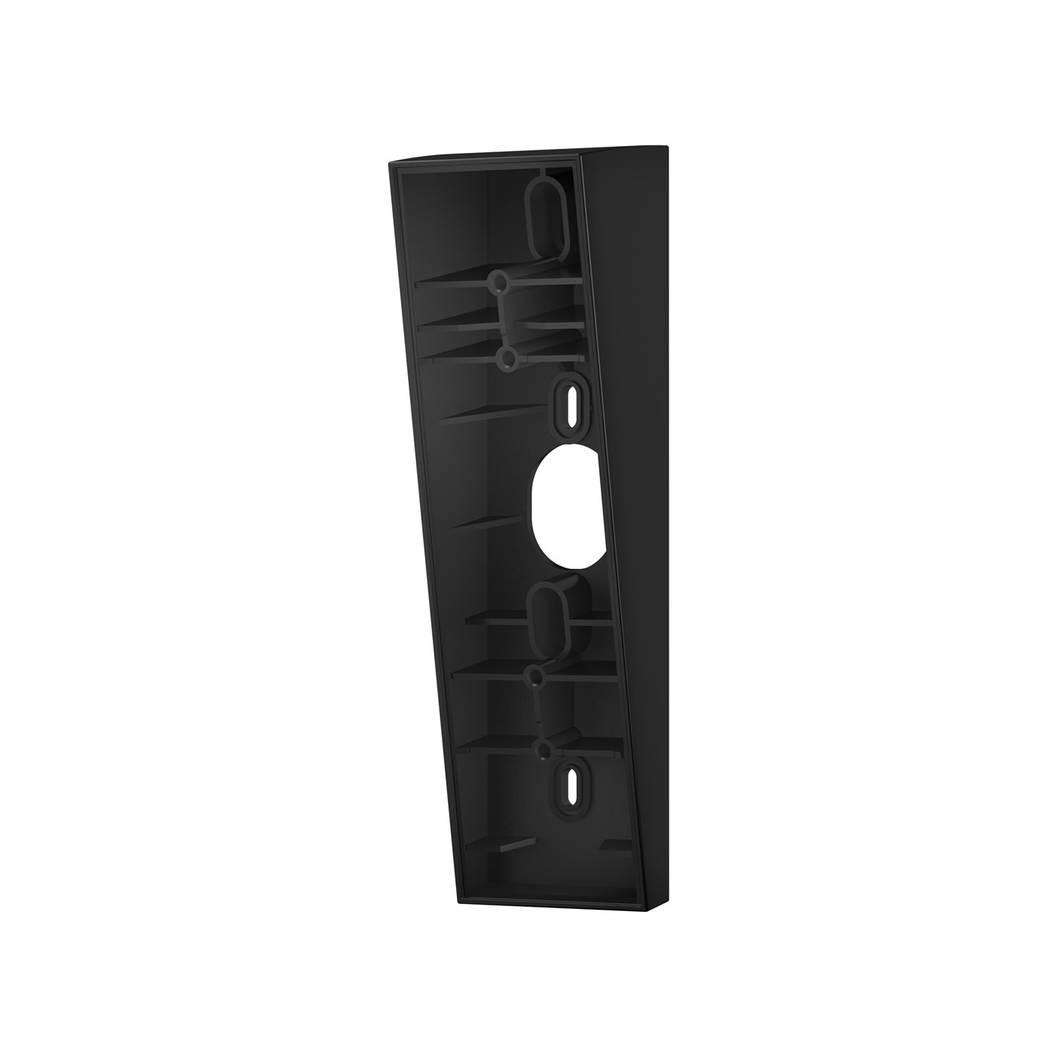 Wedge Kit (Battery Doorbell (Newest Model), Battery Doorbell Plus (Newest Model), Battery Doorbell Pro (Newest Model)) - Black angled doorbell wedge mount with interior screw slots and cable opening, shown isolated on a white background.
