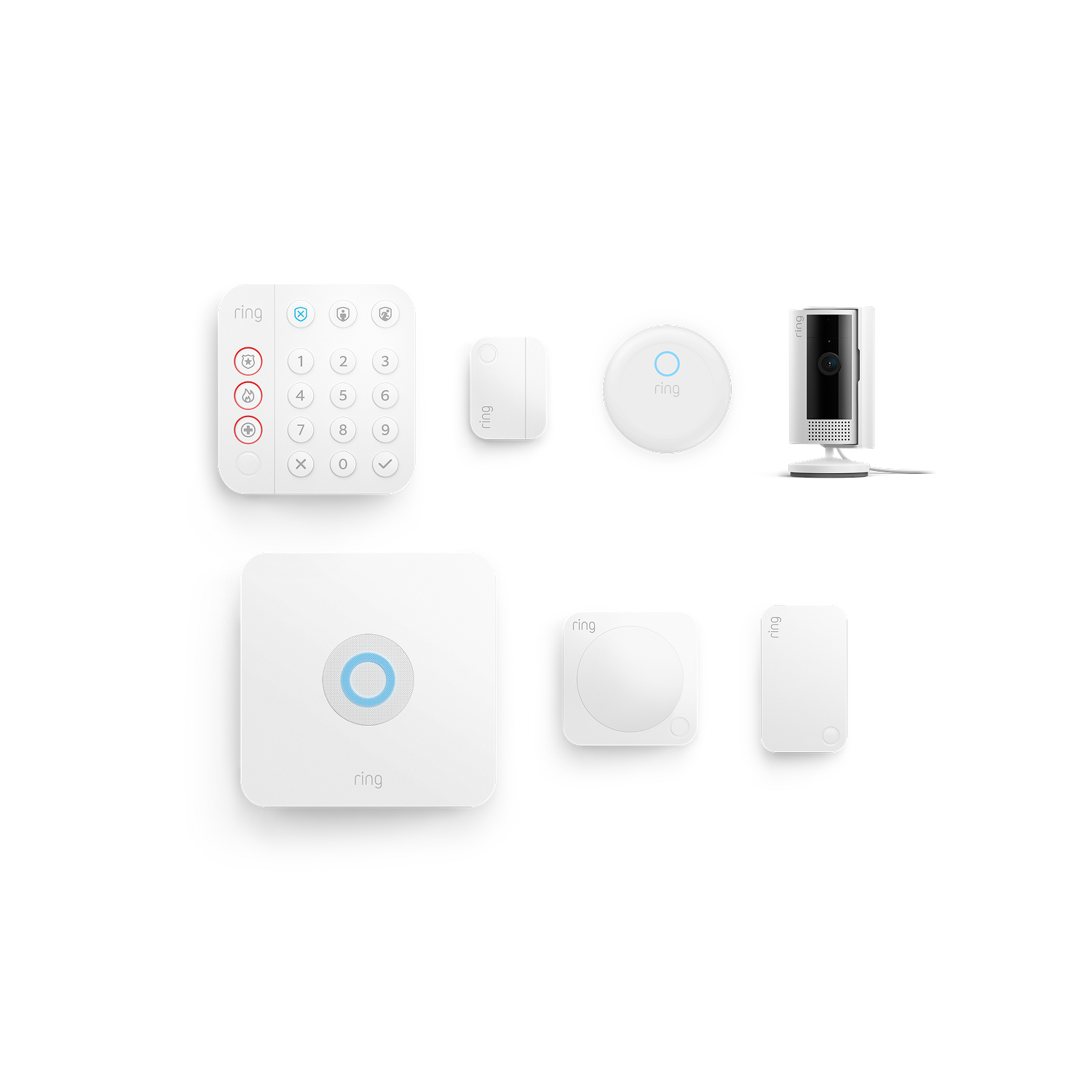 Inside Home Basic Kit (Indoor Cam + Alarm Security Kit, 5-Piece + Alarm Flood & Freeze Sensor) - White
