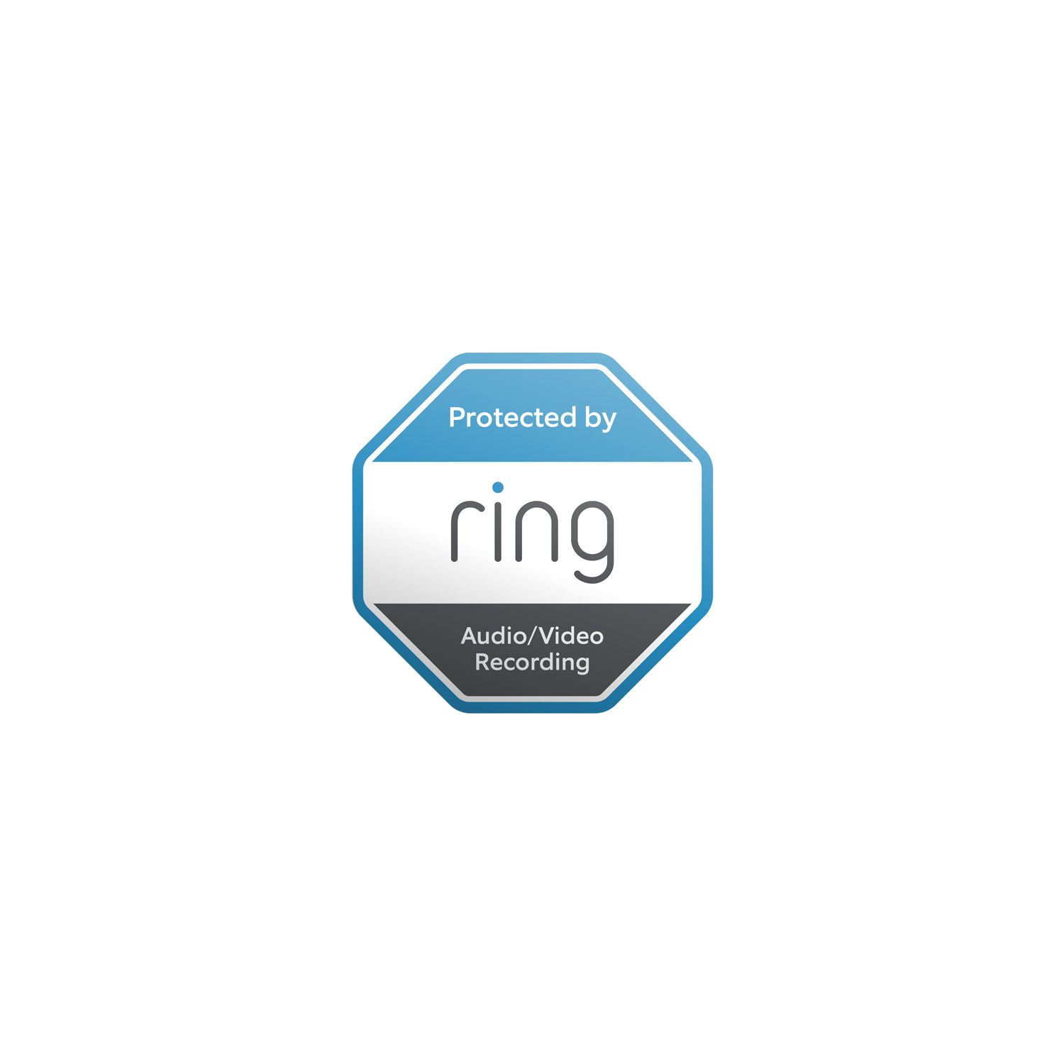 Ring Security Stickers - Blue octagonal Ring security sign stating 