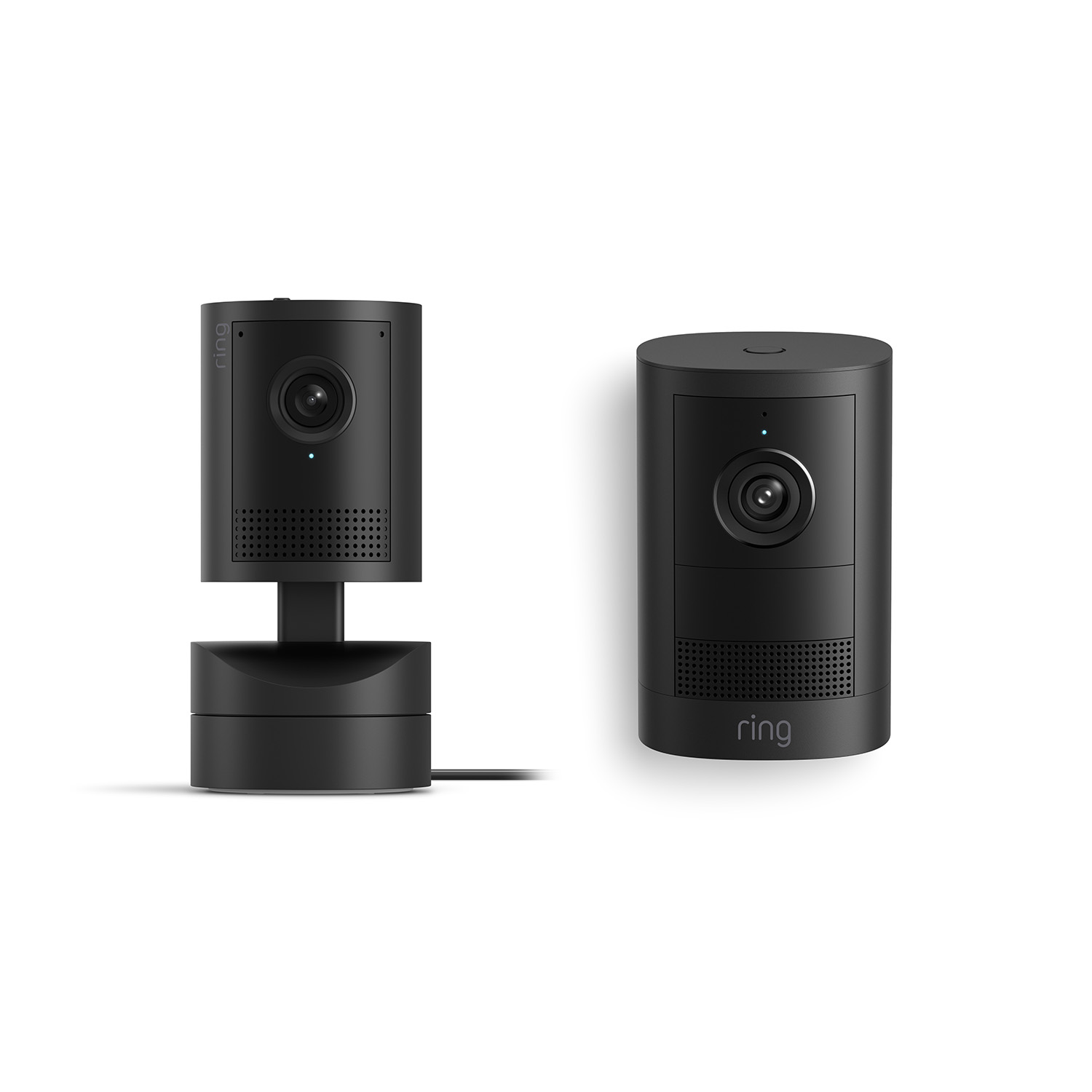 Outdoor Cam 2K + Pan-Tilt Indoor Cam 2K - Ring Outdoor Cam 2K Battery and Pan-Tilt Indoor Cam 2K in Black.