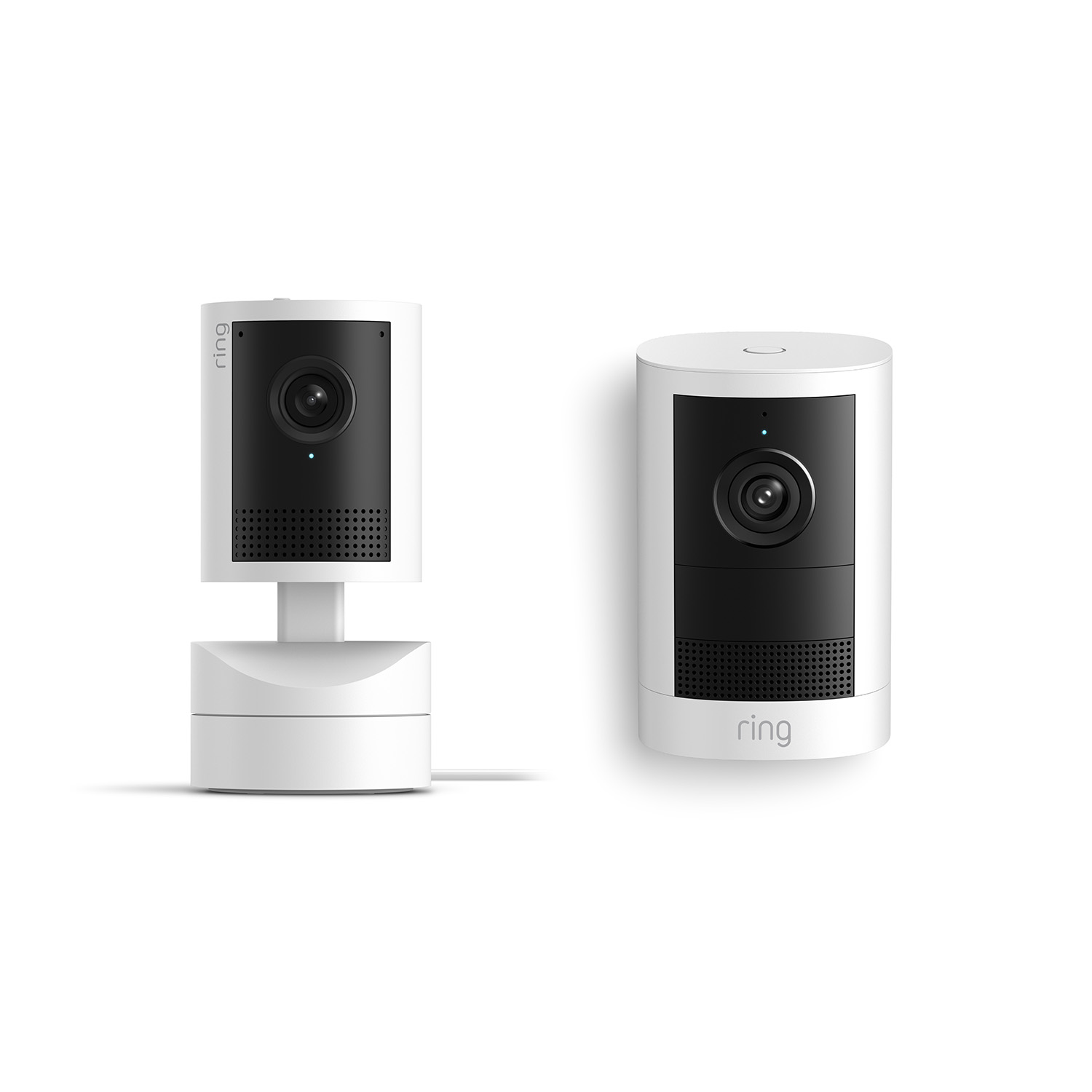 Outdoor Cam 2K + Pan-Tilt Indoor Cam 2K - Ring Outdoor Cam 2K Battery and Pan-Tilt Indoor Cam 2K in White.