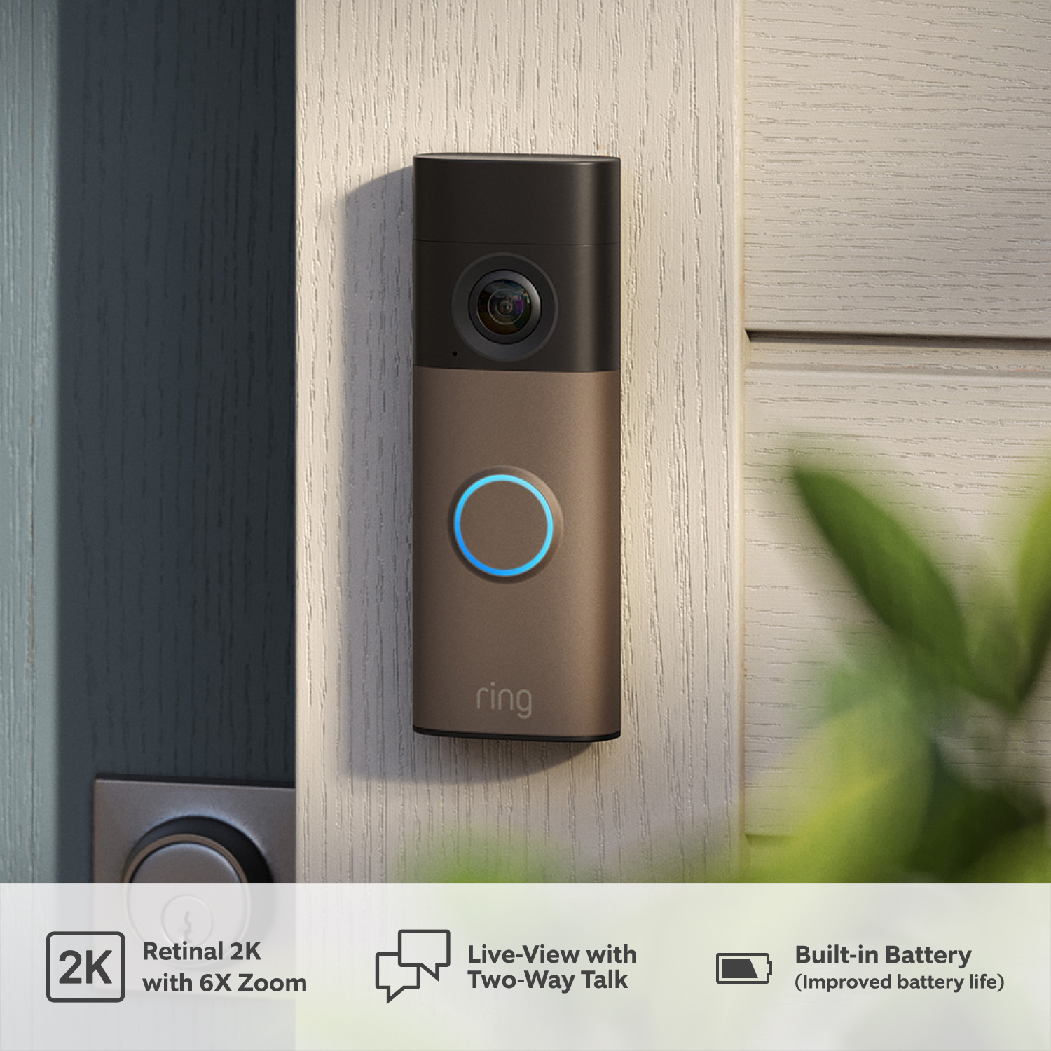  Battery Video Doorbell (2nd Gen) (Featuring Retinal 2K) - Matte Mocha: Feature Slate