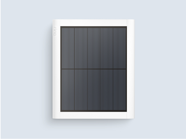 Ring Solar Panel (USB-C) with a white frame and black photovoltaic surface, compatible with Ring USB-C cameras.
