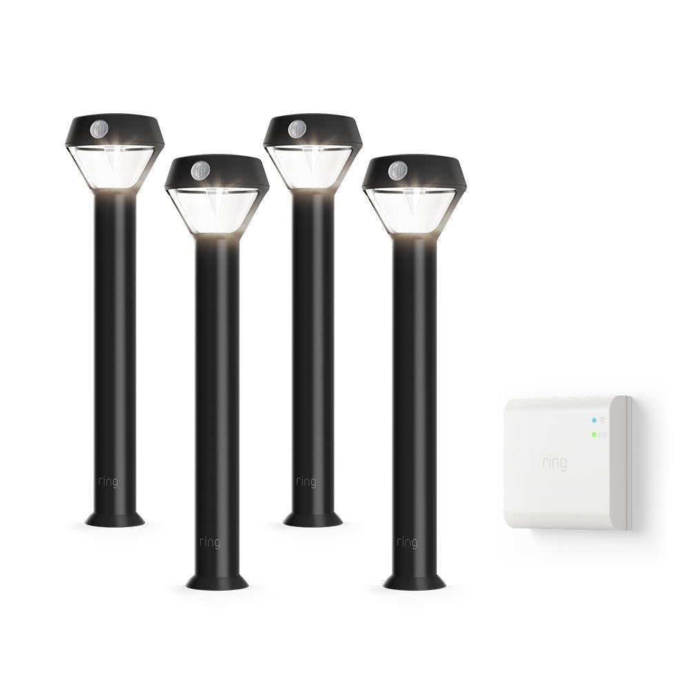 Smart Lighting 4-Pack Solar Pathlight + Bridge - Black