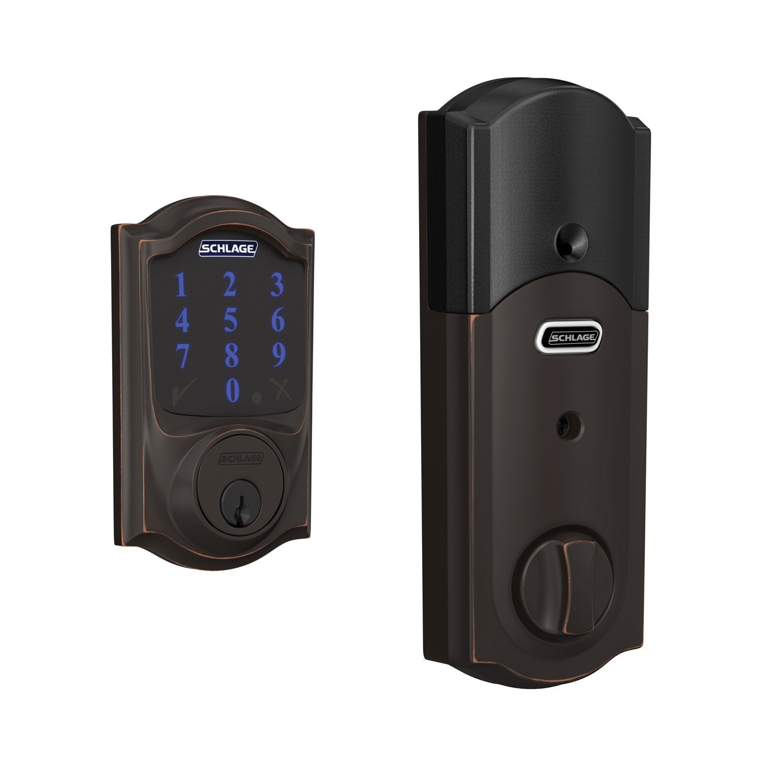 Schlage Connect Smart Deadbolt, Z-Wave Plus Enabled (for Works with Ring Alarm Security System) - Aged Bronze