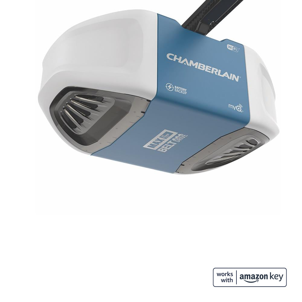Chamberlain® Ultra-quiet belt drive Wi-Fi® Garage Door Opener (for Works with Ring) - Blue