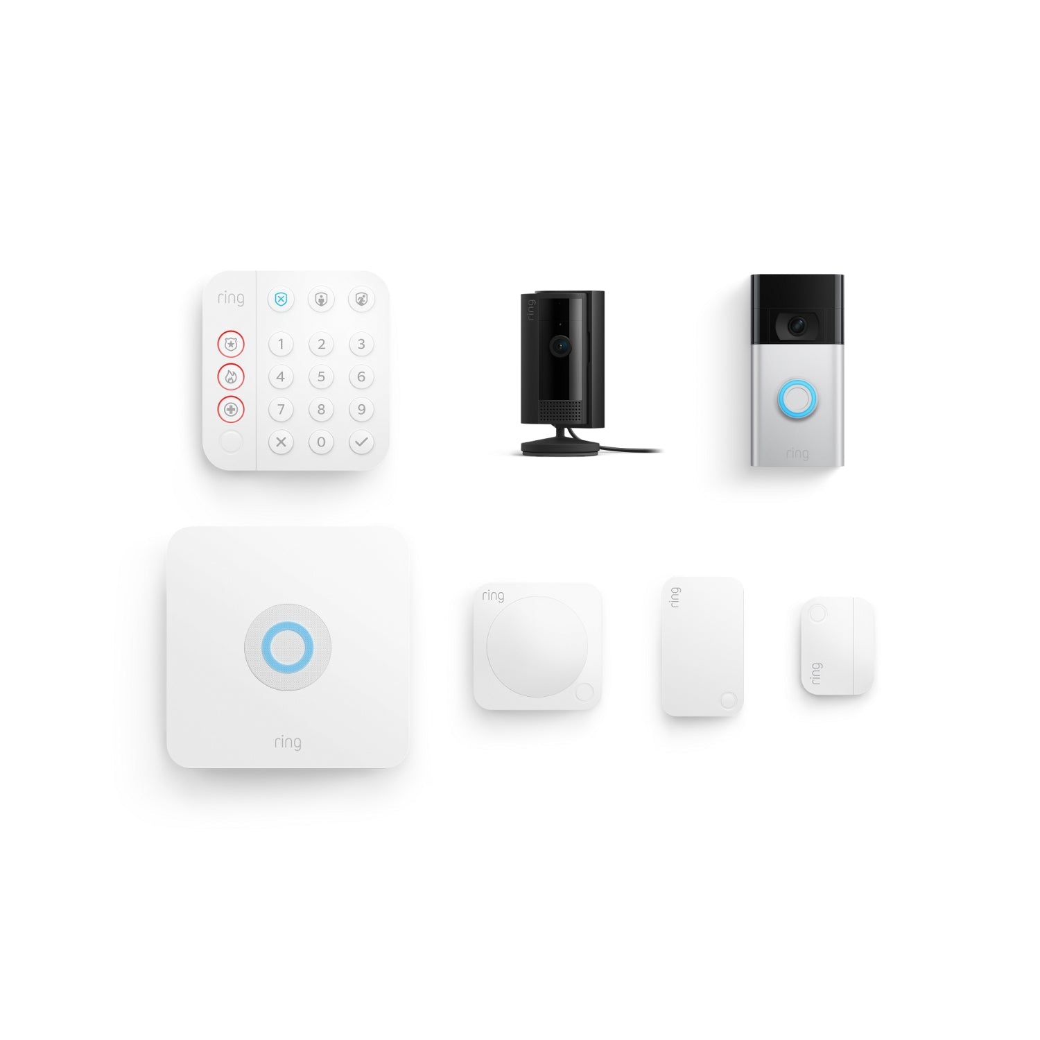 Alarm 5 piece Security Kit + Video Doorbell 2nd Generation + Indoor Cam 2nd Generation  - Silver + Black