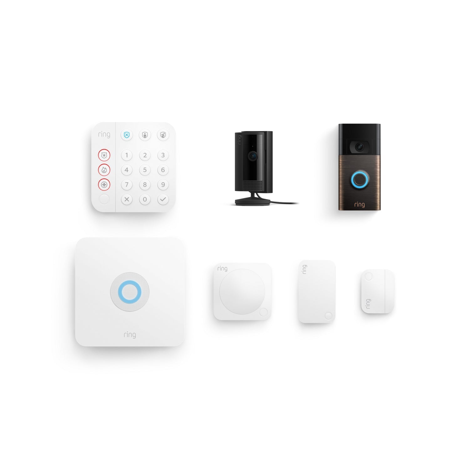Alarm 5 piece Security Kit + Video Doorbell 2nd Generation + Indoor Cam 2nd Generation  - Bronze + Black