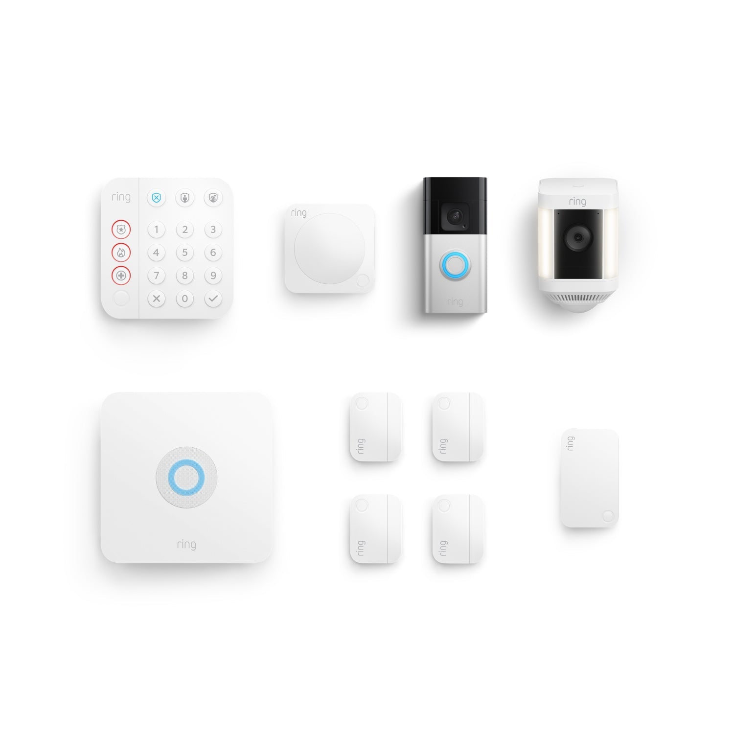 Whole Home Enhanced Kit (Battery Doorbell Plus + Spotlight Cam Plus Battery + Alarm Security Kit, 8-Piece ) - White