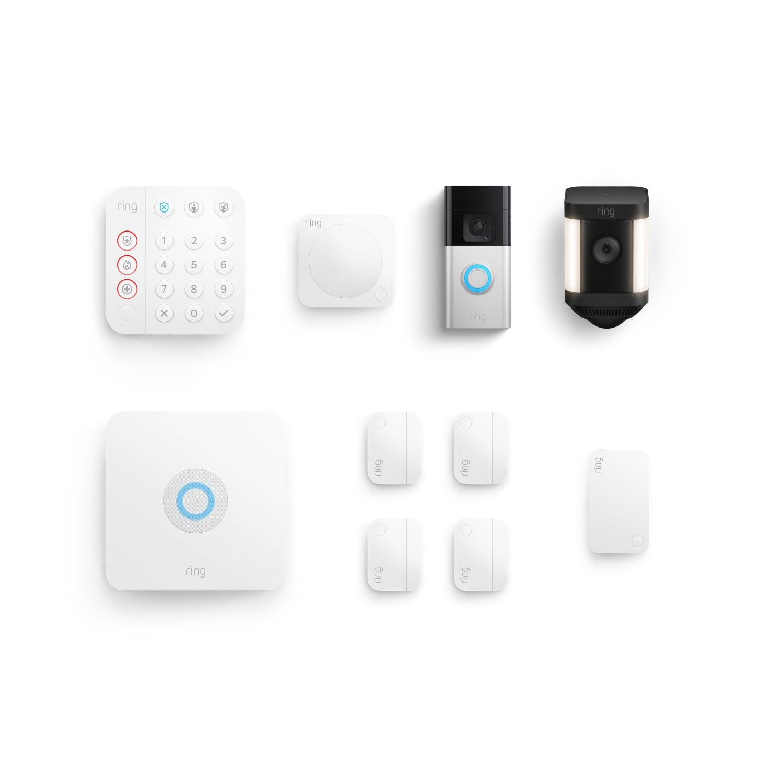 Whole Home Enhanced Kit (Battery Doorbell Plus + Spotlight Cam Plus Battery + Alarm Security Kit, 8-Piece ) - Black