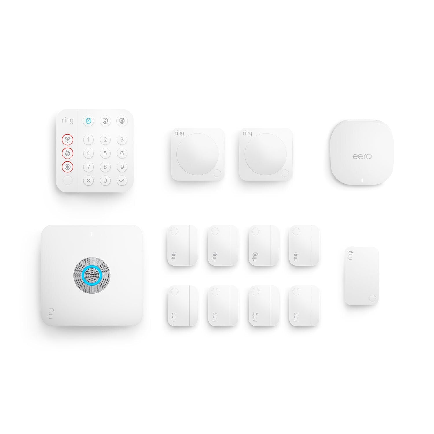 Alarm Pro, 13-Piece Kit (with built-in eero Wi-Fi 6 router and additional eero 6 Wi-Fi Router) - White