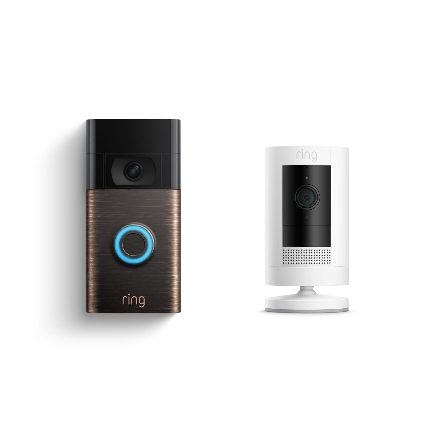 Connected Basic Kit (Video Doorbell (2nd Generation) + Stick Up Cam Battery) - Bronze + White