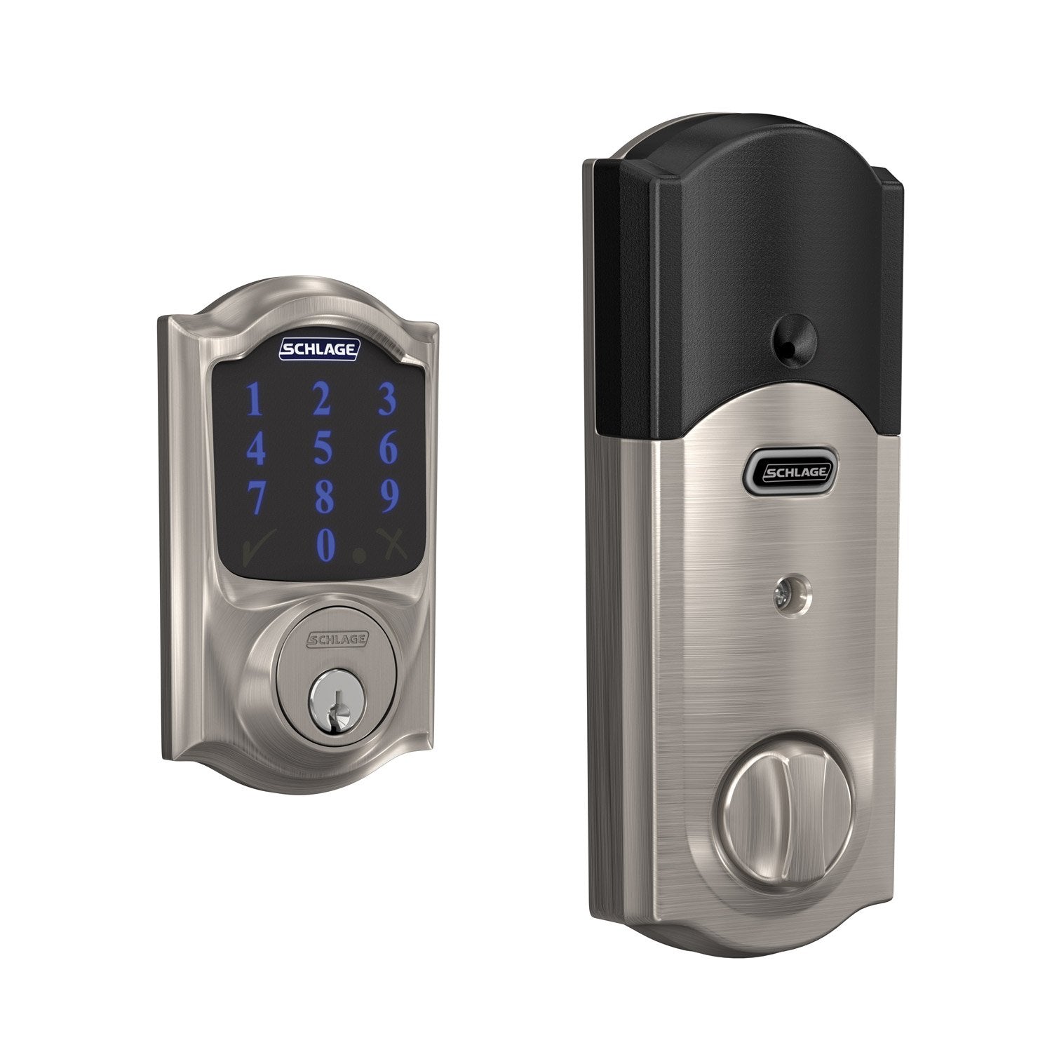 Schlage Connect Smart Deadbolt, Z-Wave Plus Enabled (for Works with Ring Alarm Security System) - Satin Nickel
