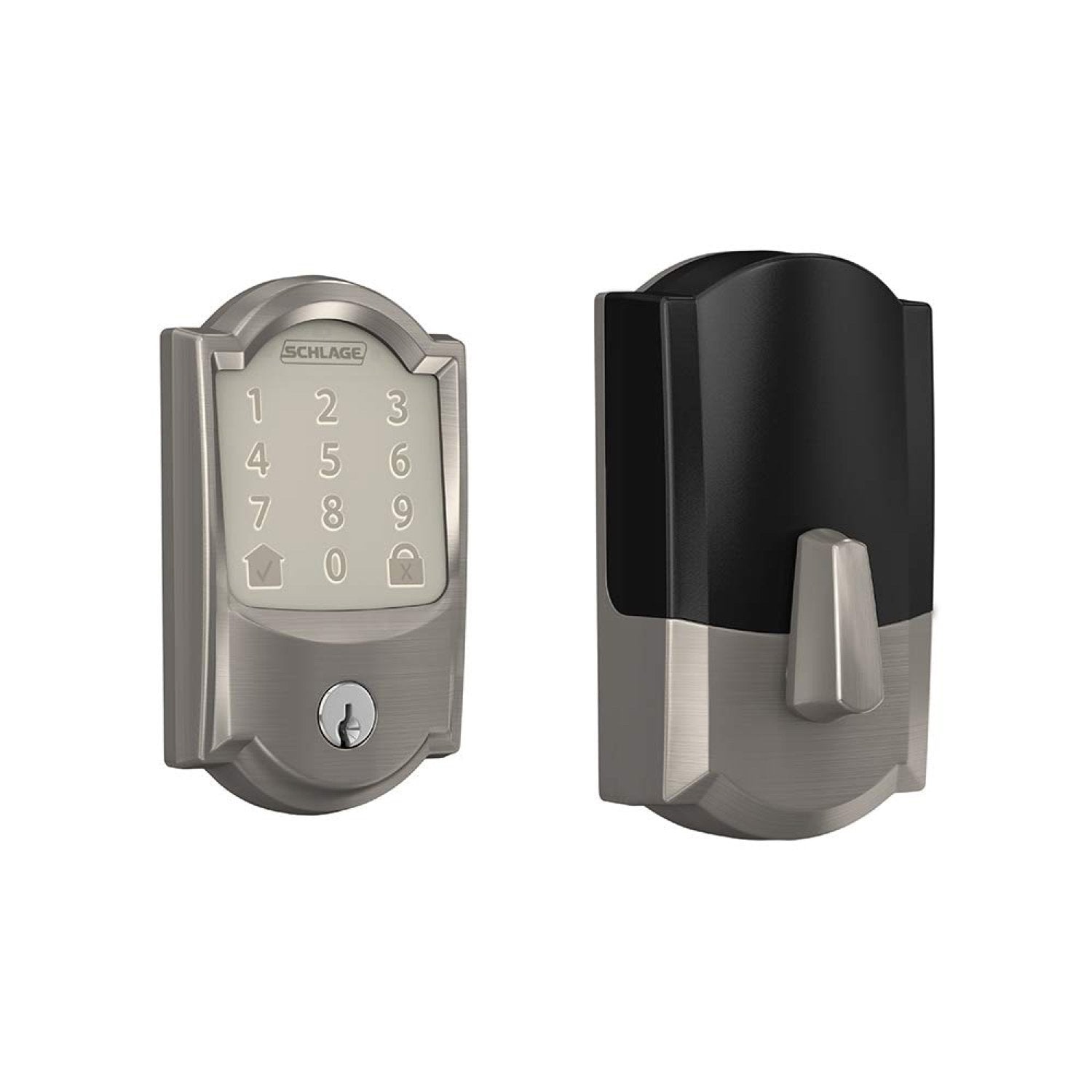 Schlage Encode Smart WiFi Deadbolt with Camelot Trim (for Works with Ring Video Doorbells and Cameras) - Satin Nickel