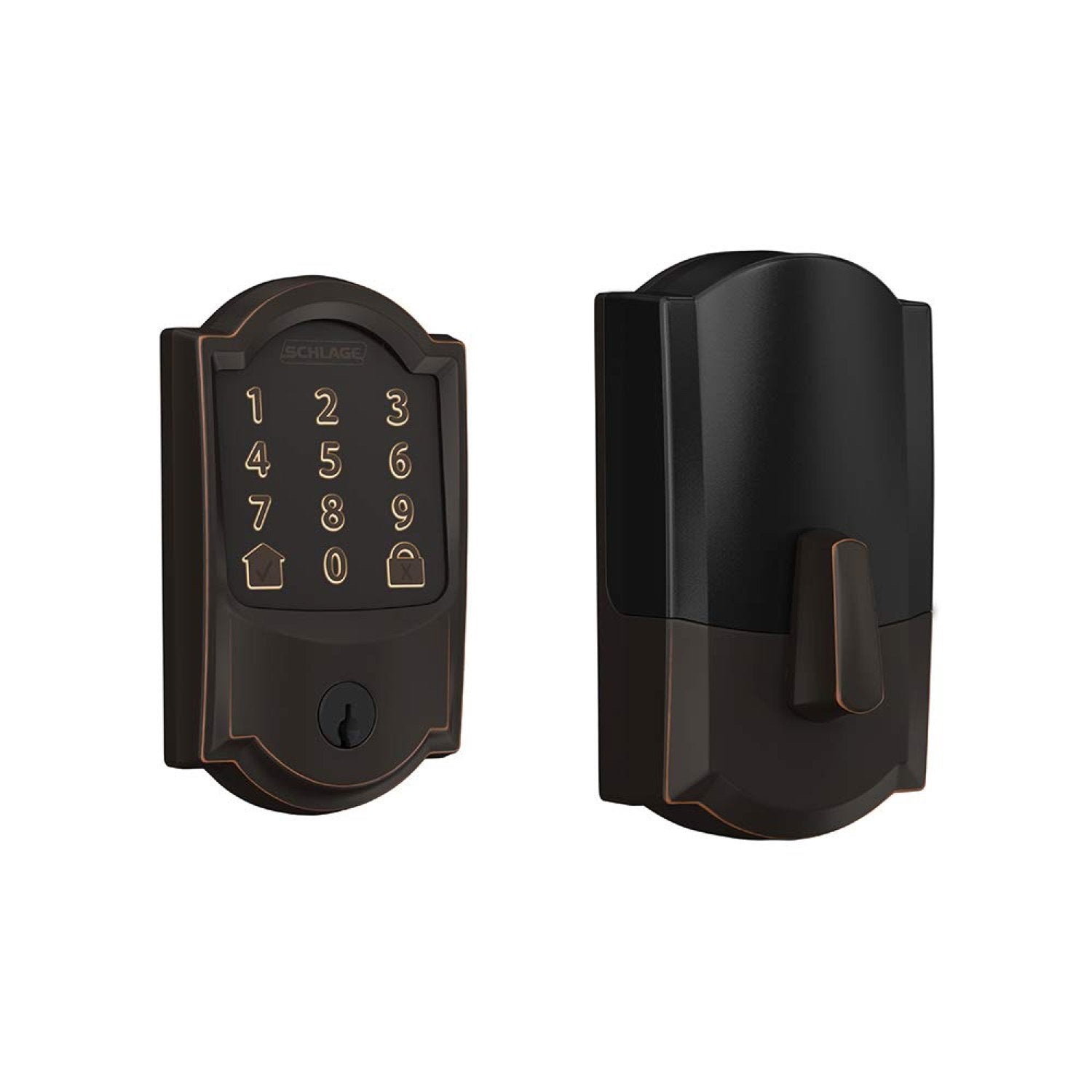 Schlage Encode Smart WiFi Deadbolt with Camelot Trim (for Works with Ring Video Doorbells and Cameras) - Aged Bronze