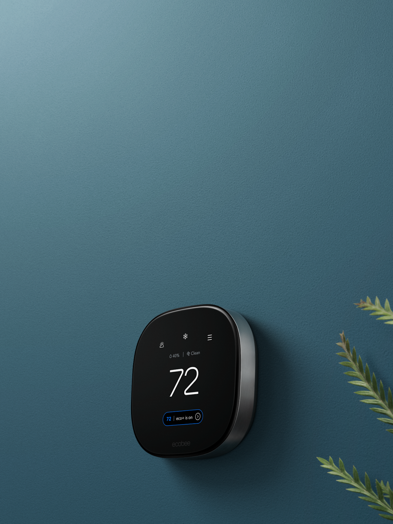 ecobee thermostat on a blue wall