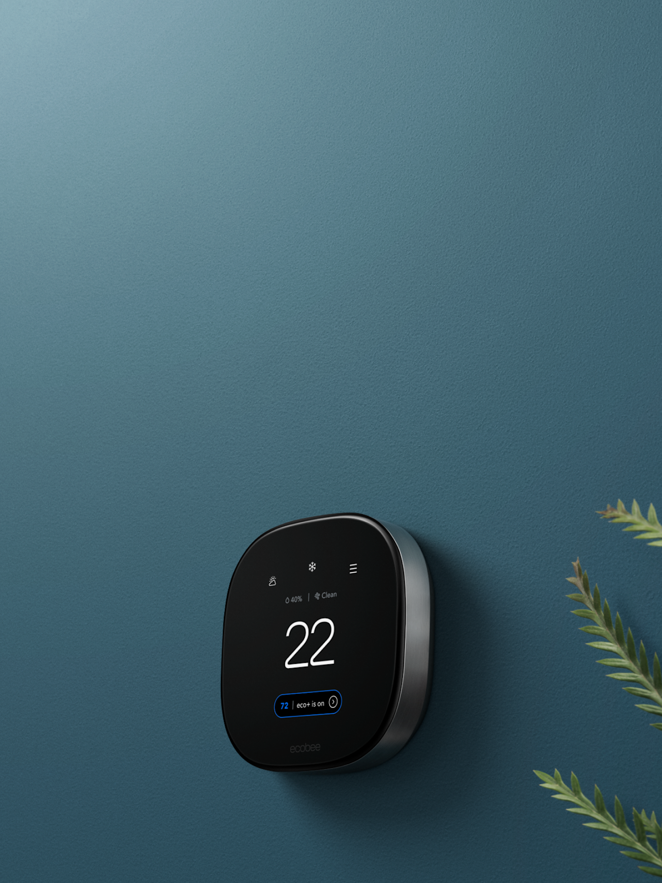 ecobee thermostat on a blue wall