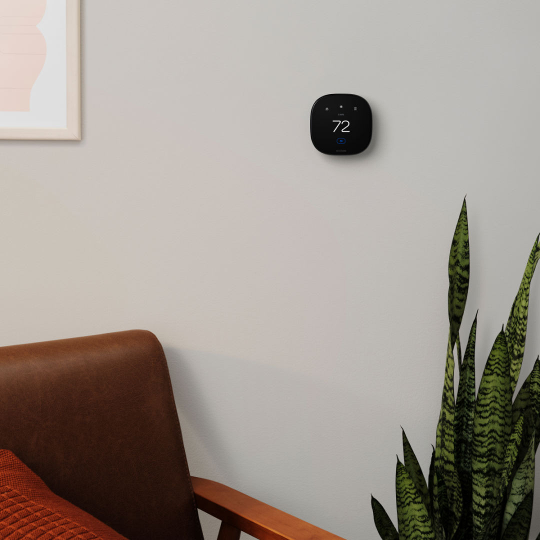 ecobee smart thermostat enhanced on a wall