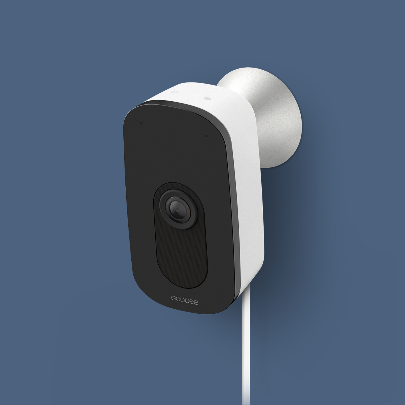 ecobee SmartCamera with voice control on a blue background