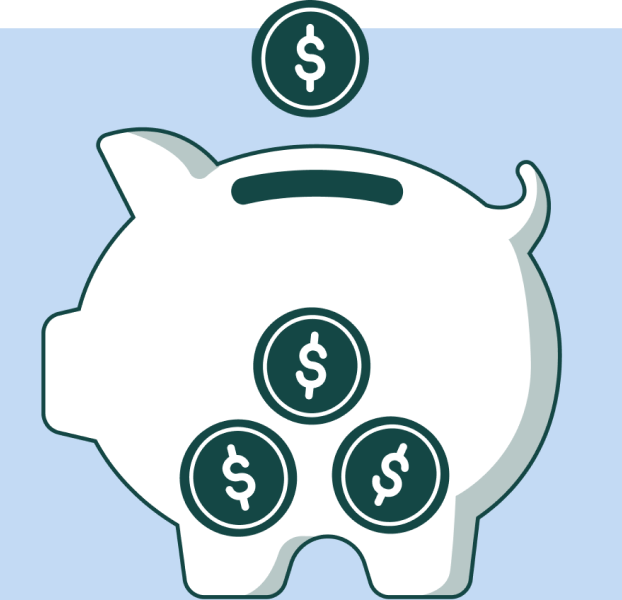 illustration of a piggy bank with coins