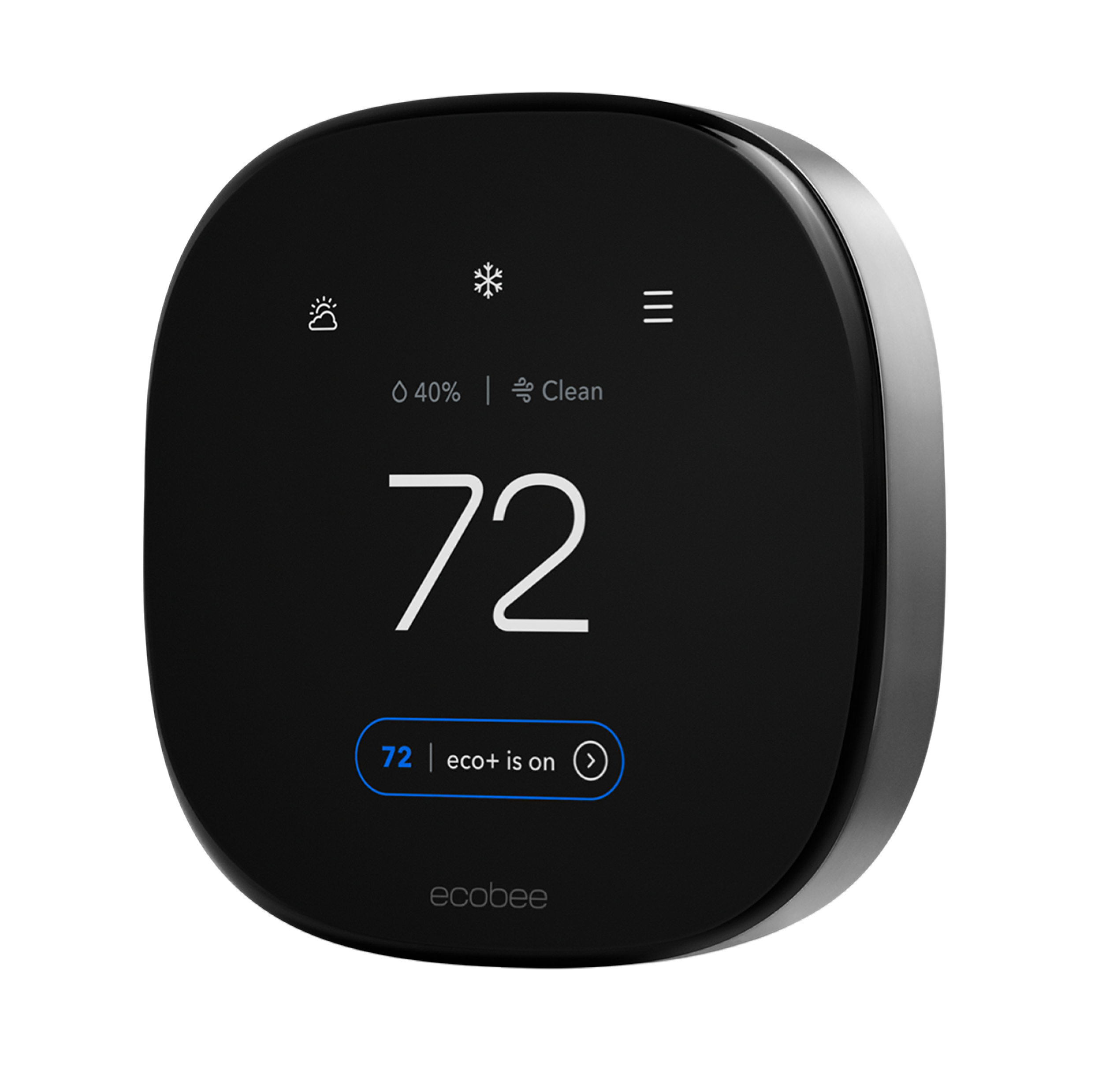An ecobee thermostat with eco+ turned on