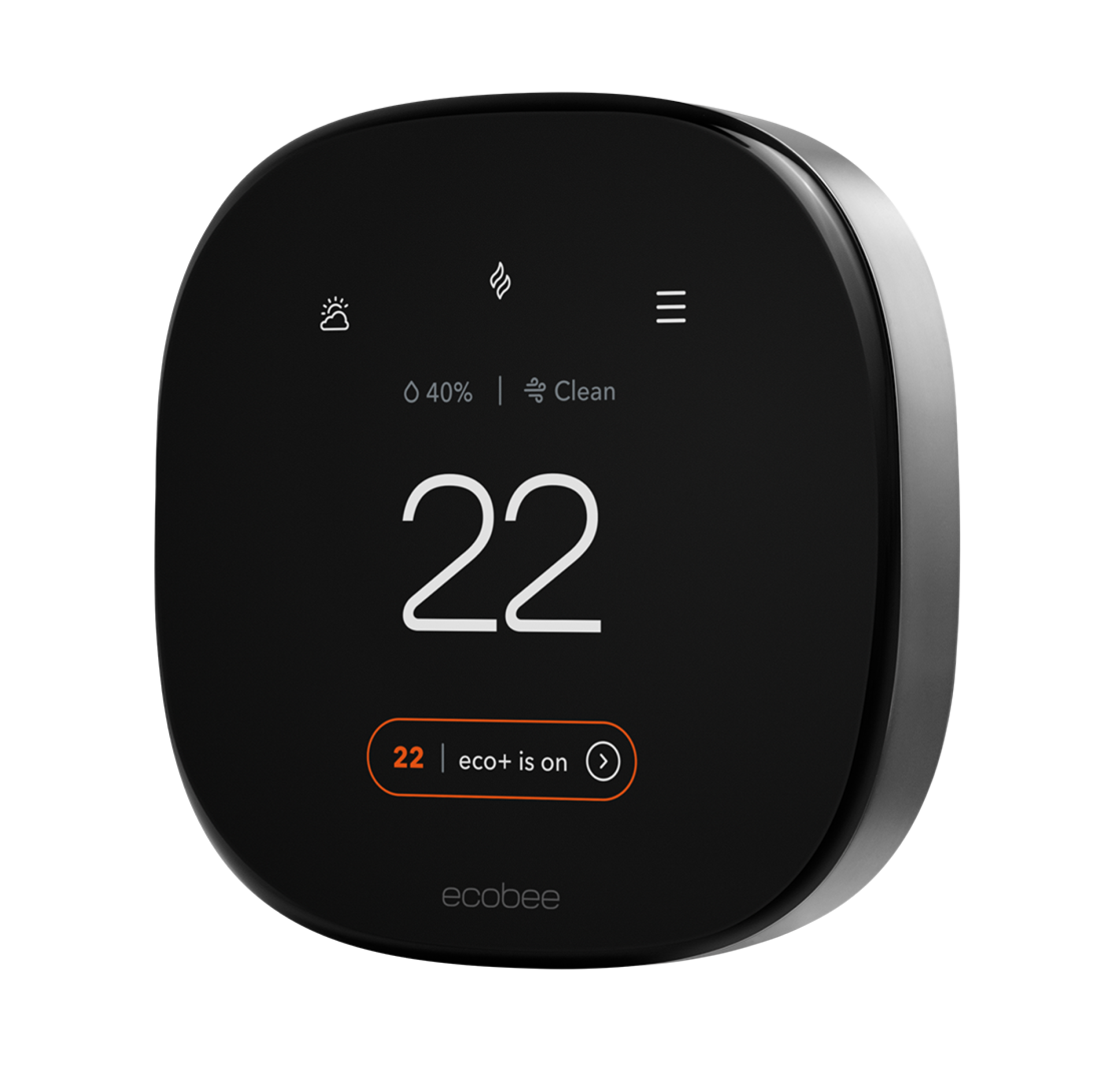 An ecobee thermostat with eco+ turned on