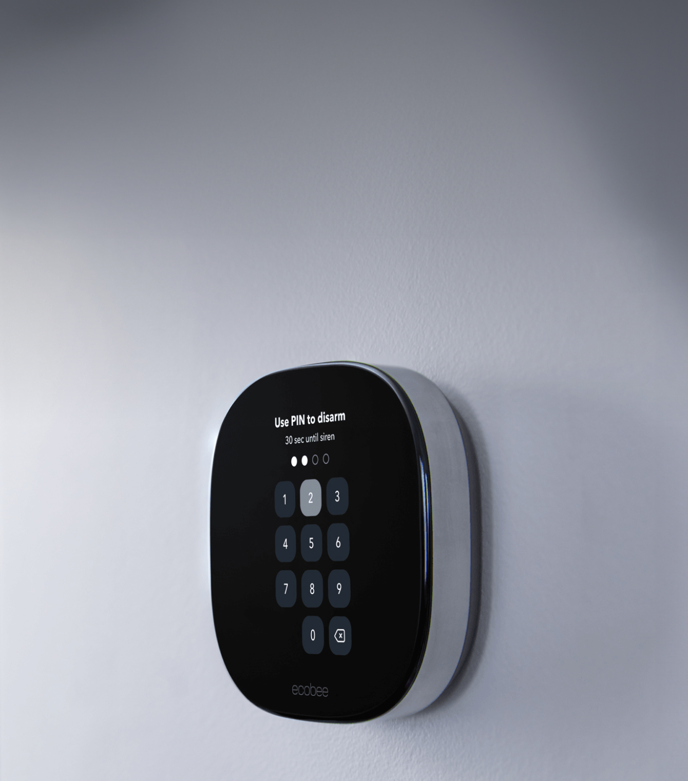 ecobee thermostat on a wall