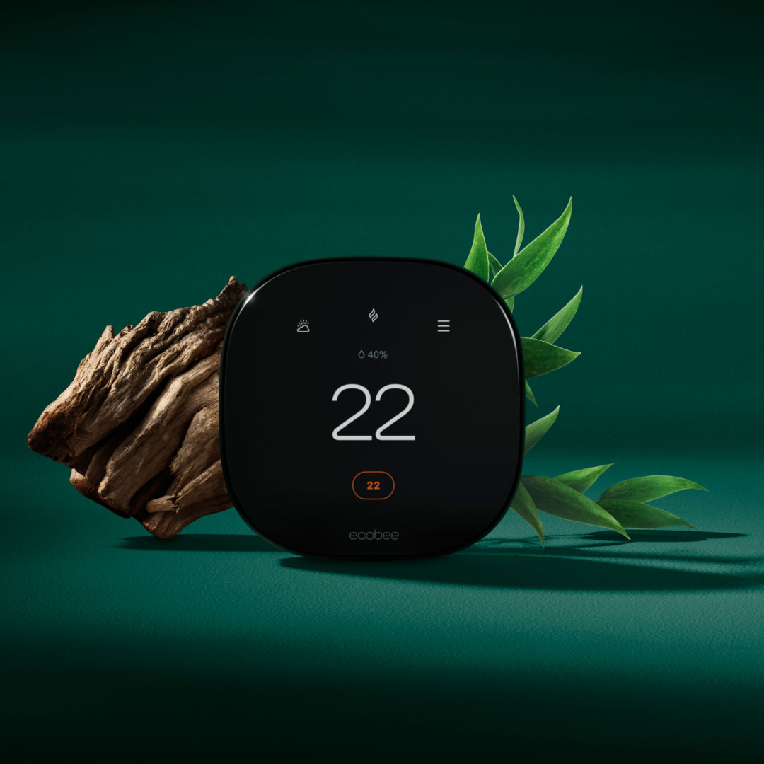 ecobee Smart Thermostat Enhanced on a green background
