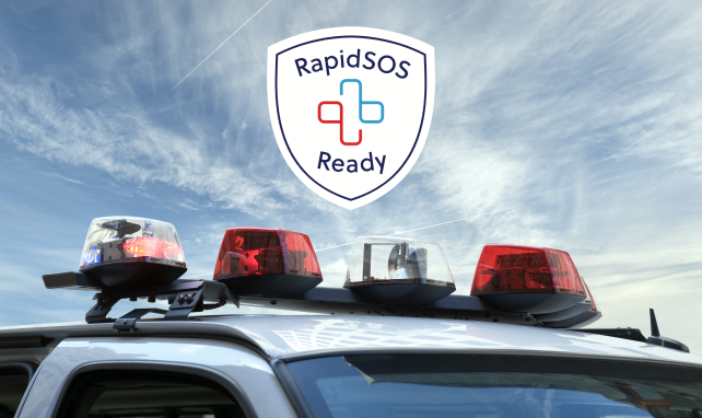 sirens on a car with a shield saying RapidSOS Ready