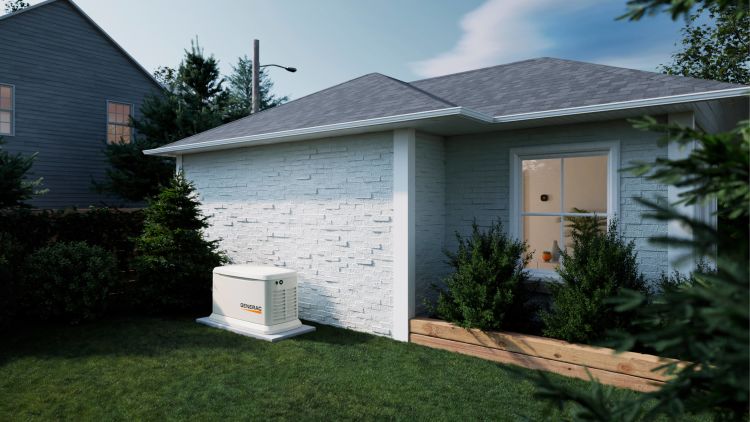 A home with a Generac generator outside.