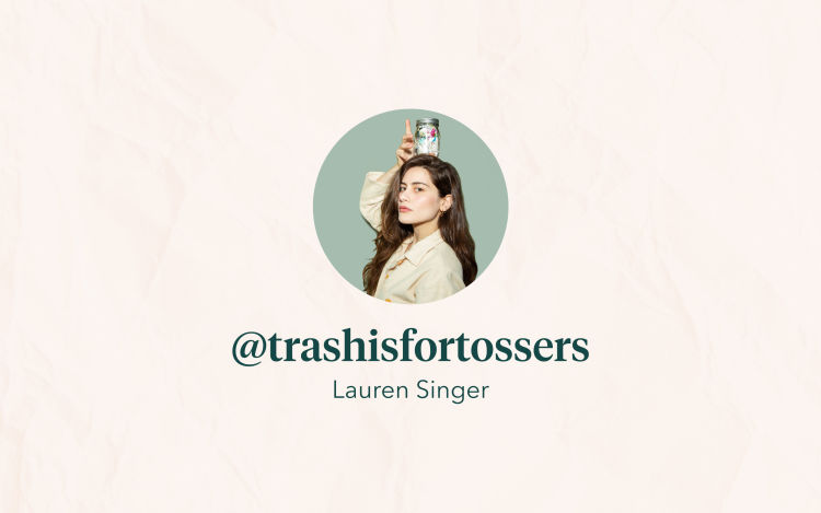 The profile picture and social media handle of Lauren Singer.