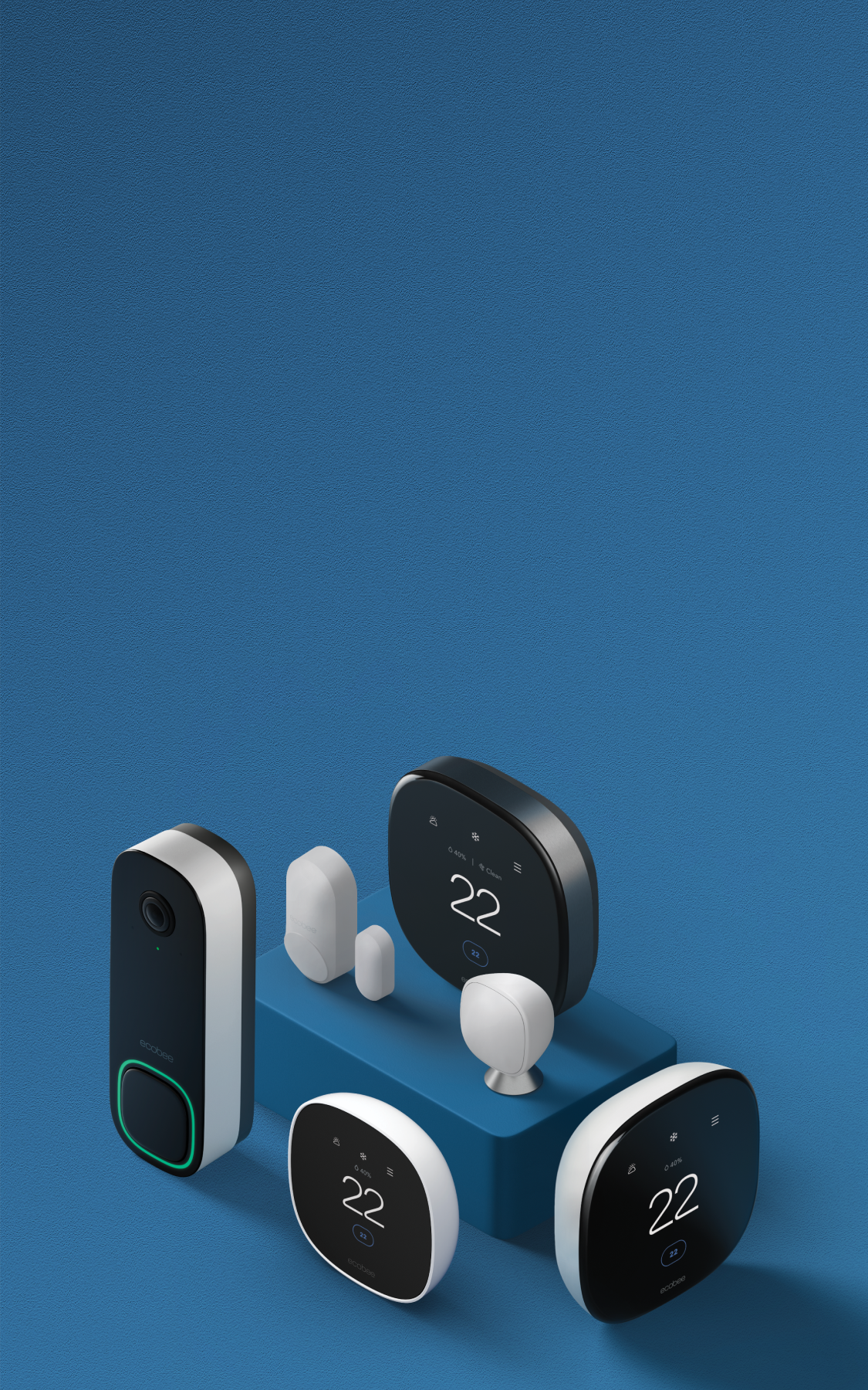 ecobee products on a blue background