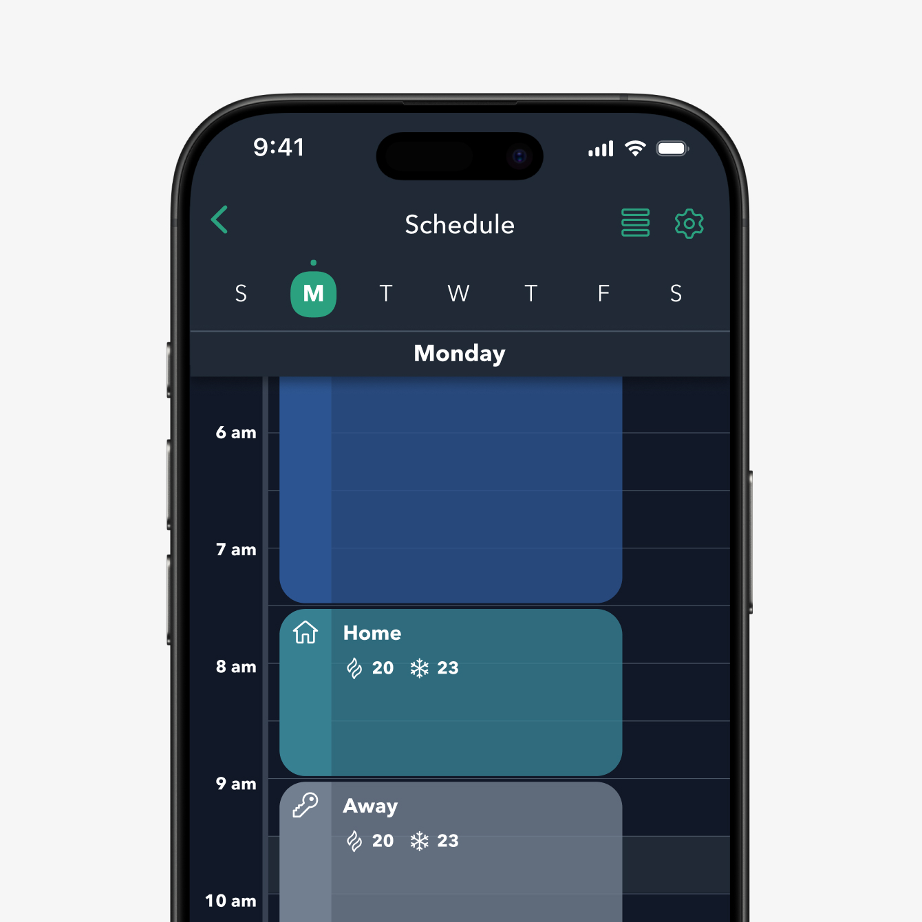 Phone screen shows schedule within the ecobee app