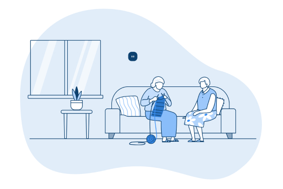 illustration of people indoors with an ecobee thermostat on the wall