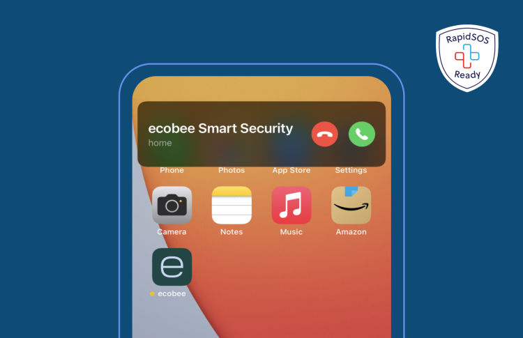 Image of ecobee Smart Security call coming into iPhone