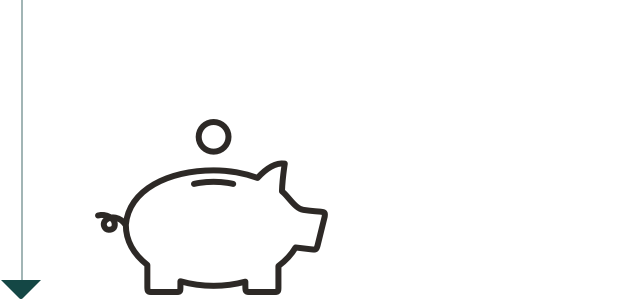 An icon of a coin going into a piggy bank