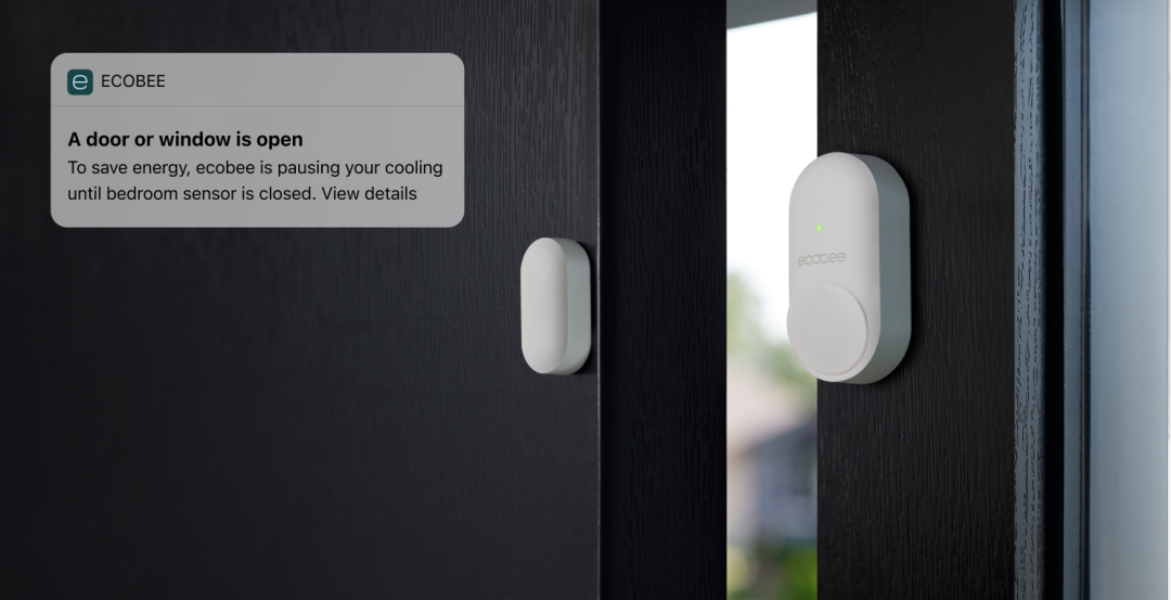 ecobee smartsensors on a door, the ecobee app says a door is open
