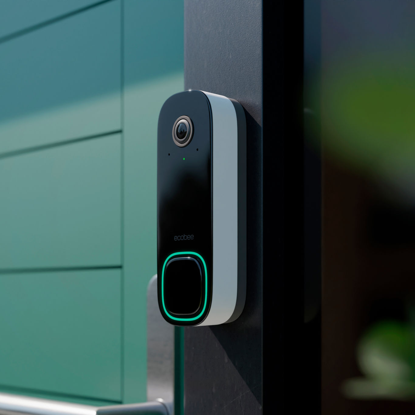 ecobee Smart Doorbell Camera on the edge of a door frame