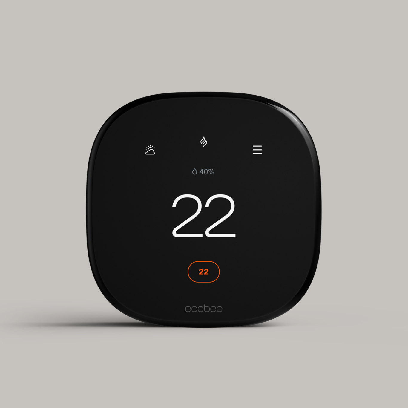 ecobee smart thermostat enhanced on a grey background