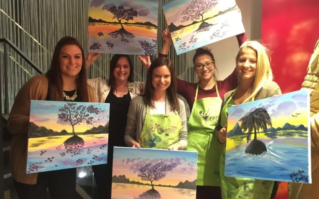 ecobee's HR team at a team-building paint night.