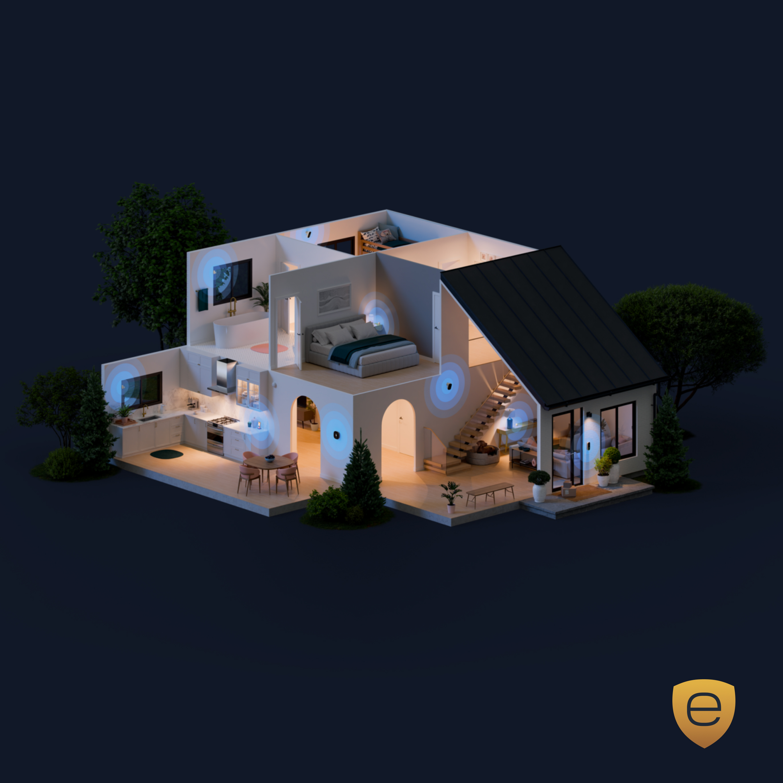 Une main qui tient un téléphone; l’écran affiche l’application ecobee et une notification qui dit « Alerte d'activité - chez moi ».