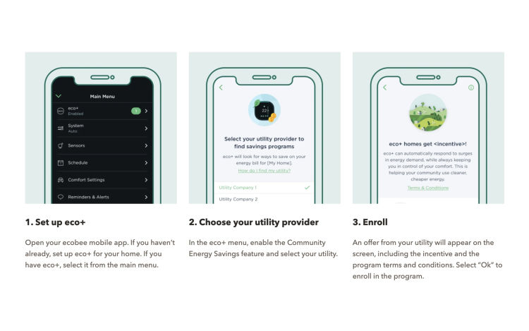 Three simple steps to enroll in Community Energy Savings through the ecobee app