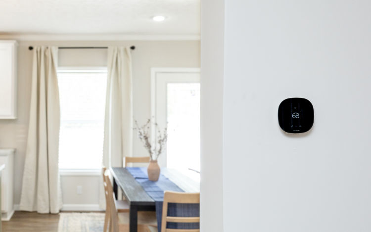 The ecobee3 lite pictured in the foreground controls the net-zero home’s heating and cooling for optimal comfort and efficiency.
