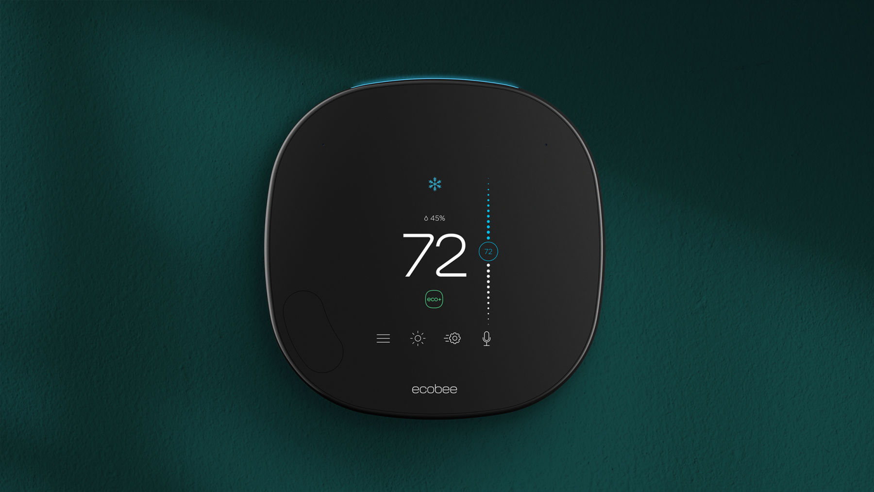 eco+ upgrades the intelligence in all ecobee thermostats with the squircle shape, including ecobee3, ecobee3 lite, ecobee4, and ecobee SmartThermostat with voice control. The eco+ icon appears on the thermostat's touchscreen when it is working. 