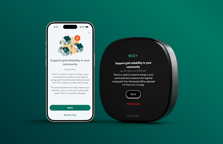 ecobee Grid Resiliency app and thermostat UI