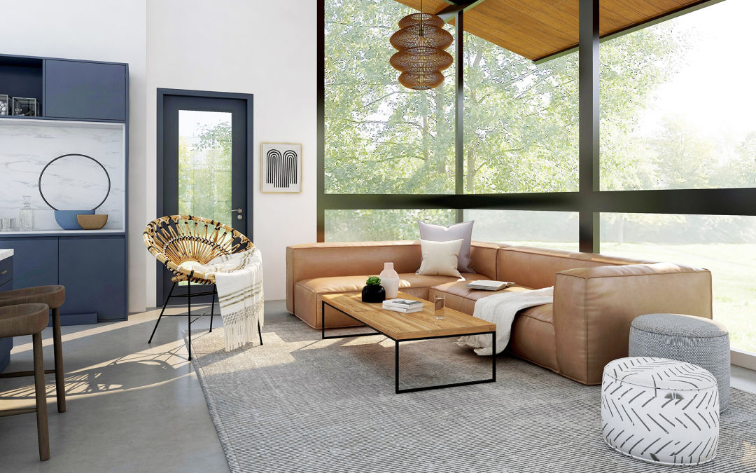 A neatly organized modern living room.