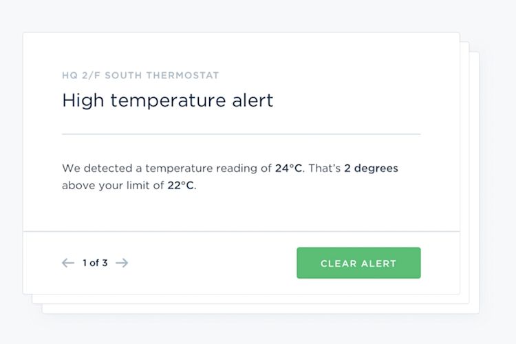 ecobee UX screen showing a high temperature alert